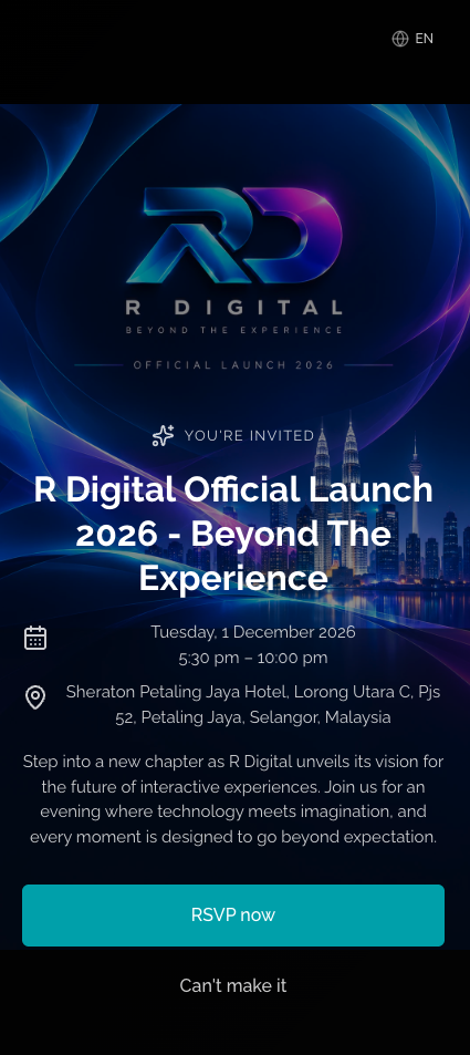 Envite invitation screen